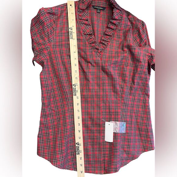 NWT Brooks Brothers Red Tartan Plaid Ruffle Blouse Size 8 (W76) - Picture 7 of 10